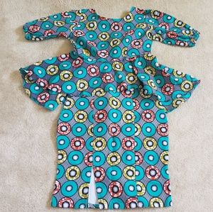 2 piece African print peplum top and skirt